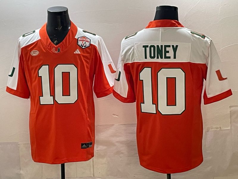 Men 2026 Miami Hurricanes #10 Toney Orange 3th generations Nike Limited NCAA Jersey 09
